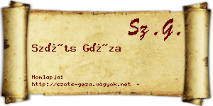 Szőts Géza névjegykártya