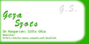 geza szots business card